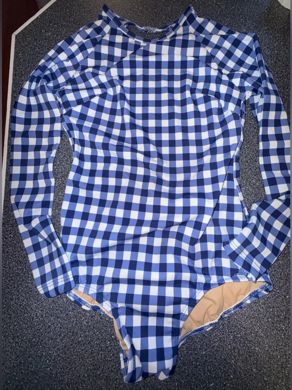 Kandi Kouture Dance Leotard Blue & White Gingham Long-Sleeve Size Adult Small